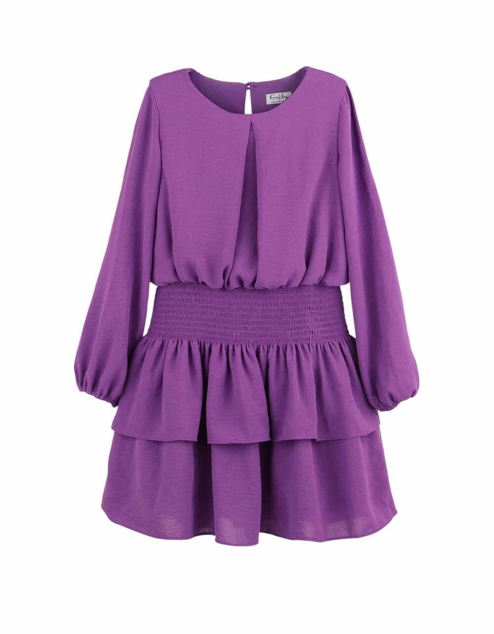 NEW GABBY girls amelia smocked waist tiered dress in purple